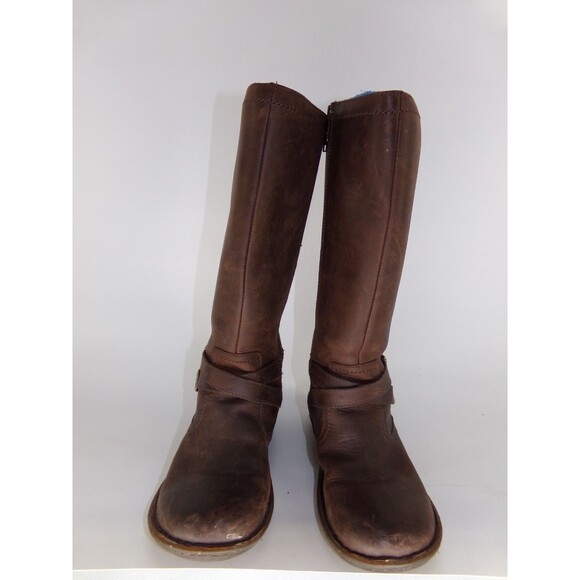 UGG Brown Leather Tall Buckle Wool Lined Warm Winter Rosen Riding Boots Size 8 - Picture 2 of 10